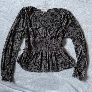 Elegant Black and Gray Paisley Women's Blouse